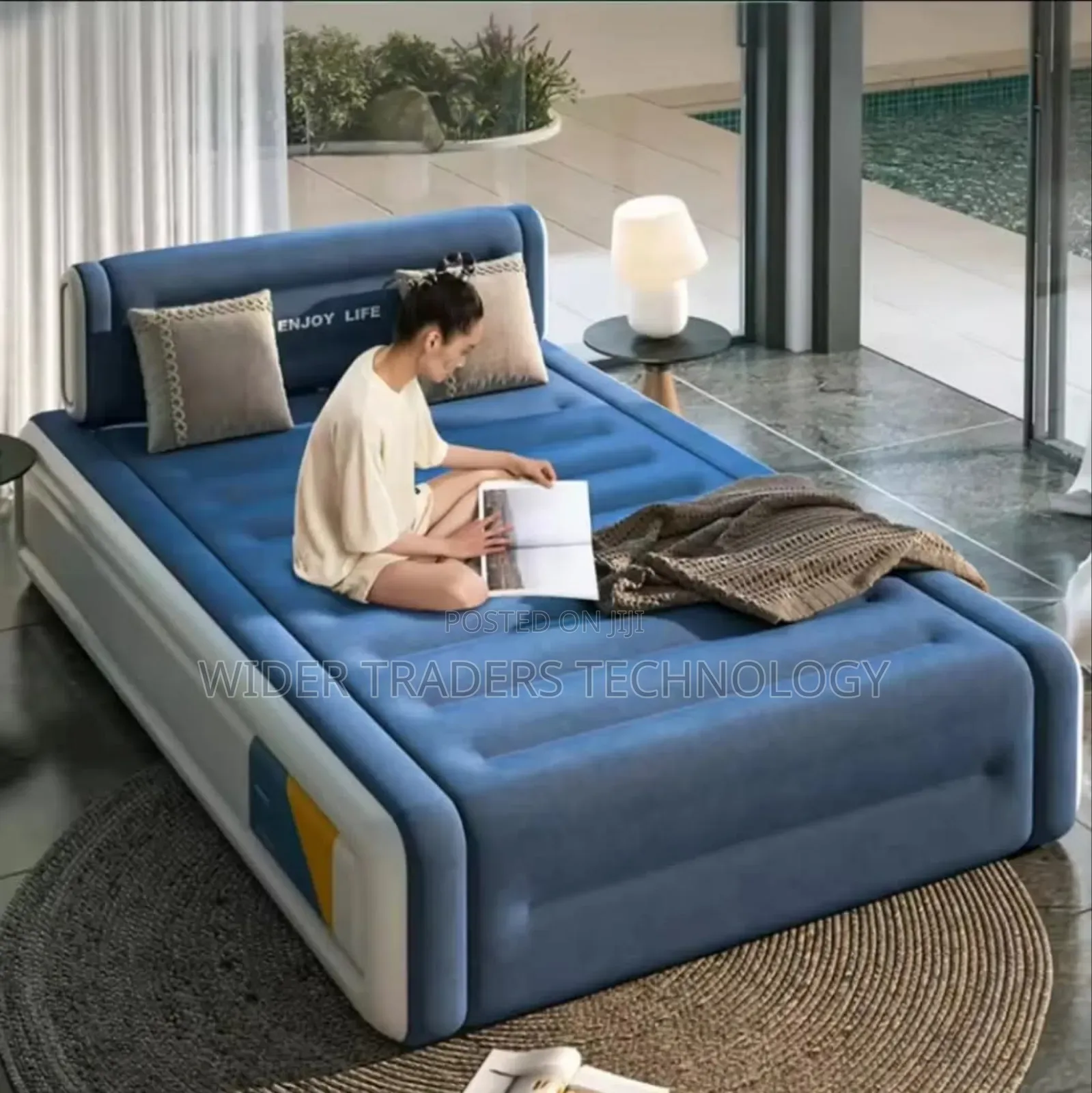 Big Size 203*152*46 Cm 5*6 Inflatable Air Bed With Head Rest