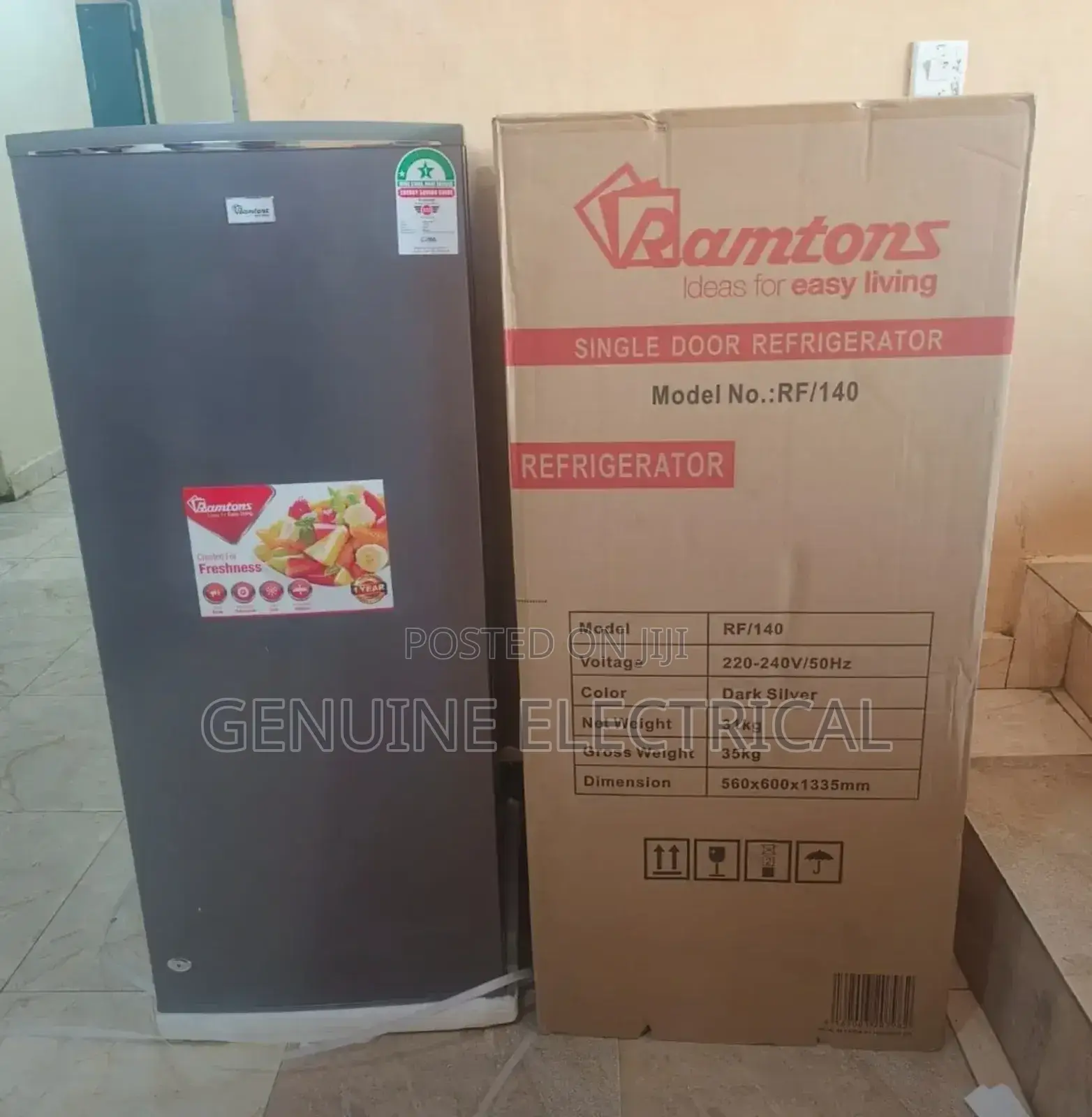 Silver Ramtons Single Door 180 Litres Fridge Rf/140