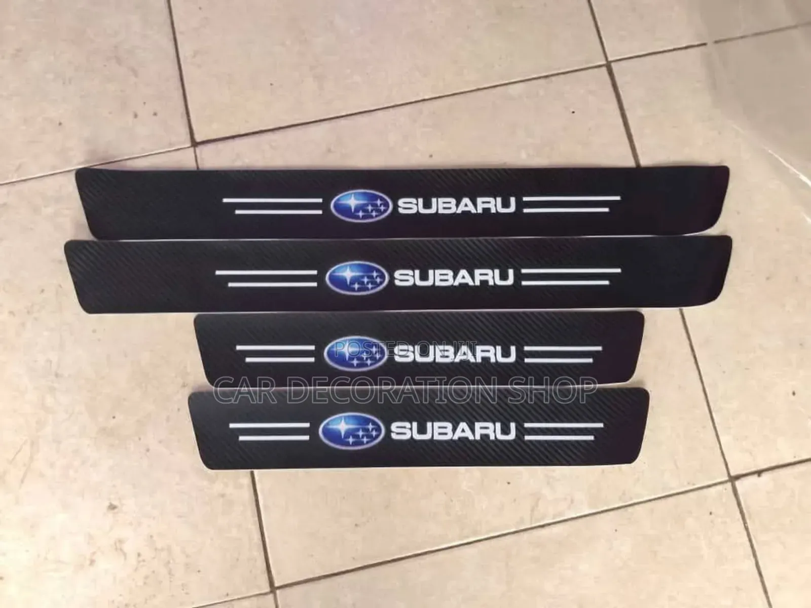 4pcs Subaru Door Plastic Carbon Finish Antiscratch Stickers