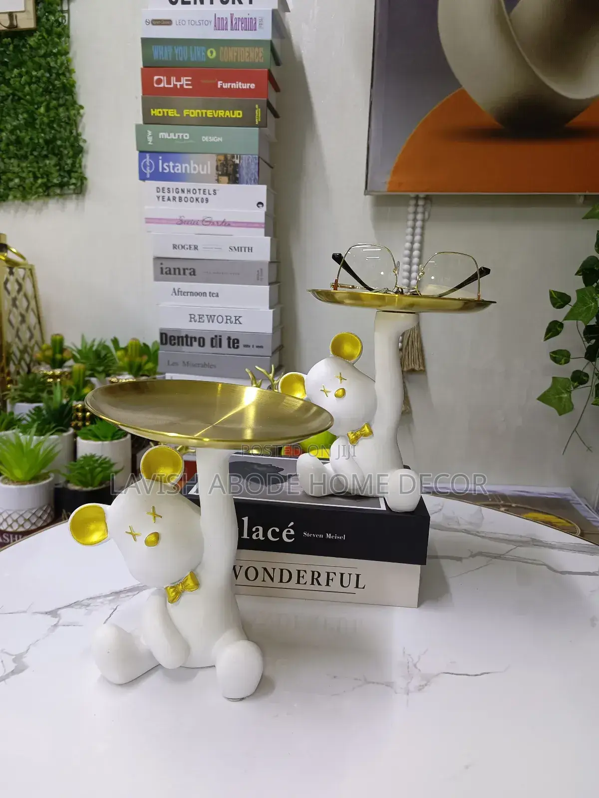 Decorative Bear Sculpture With Key Tray/ Holder