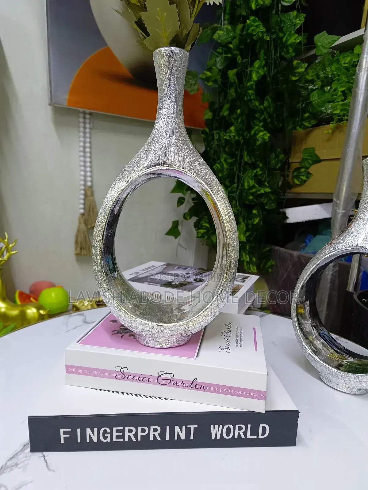 Silver Donut Flower Decorative Vase