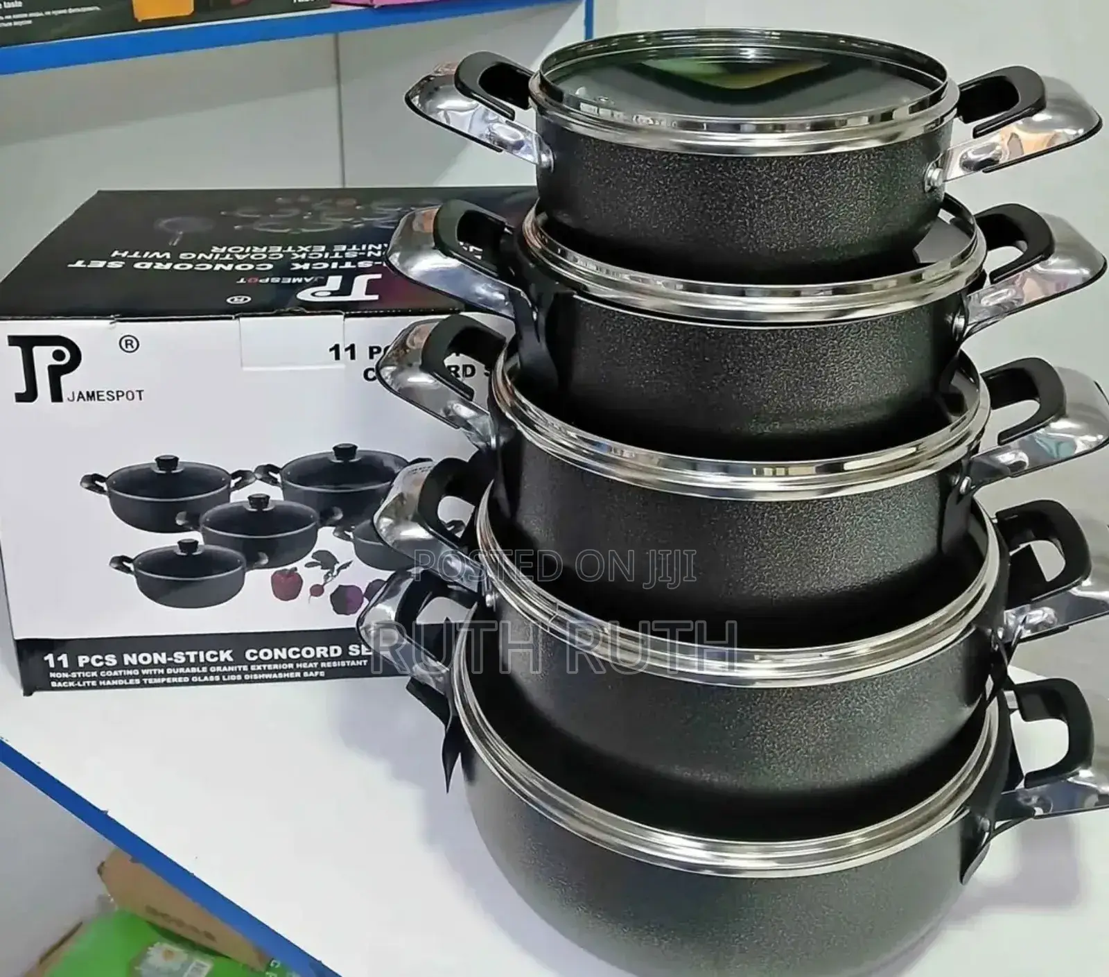 10pcs Black James Pot Cookware Set Non Stick