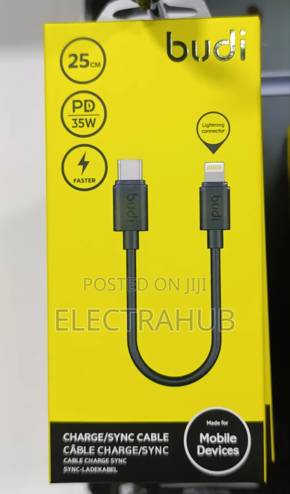 Budi 025tt *35w* Type C to Lightning 25cm Power Bank Cable