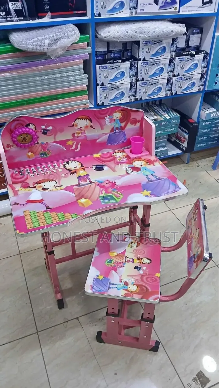 Adjustable Pink Kids Study Desk