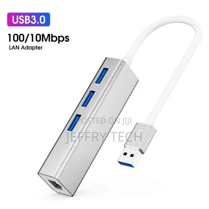 Rj45 to Usb Connector Cable 10/100mbps Ethernet 3-Usb 3.0 Po