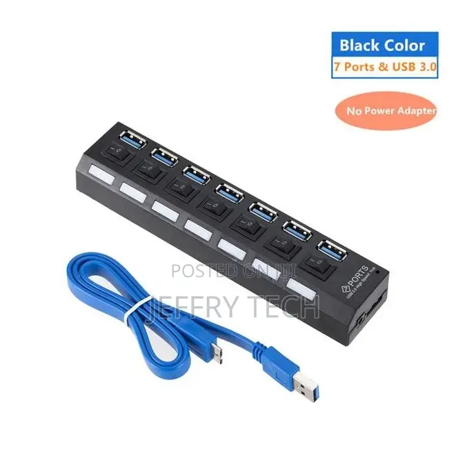 Usb 7-Port Hub Bar With on/Off Switches