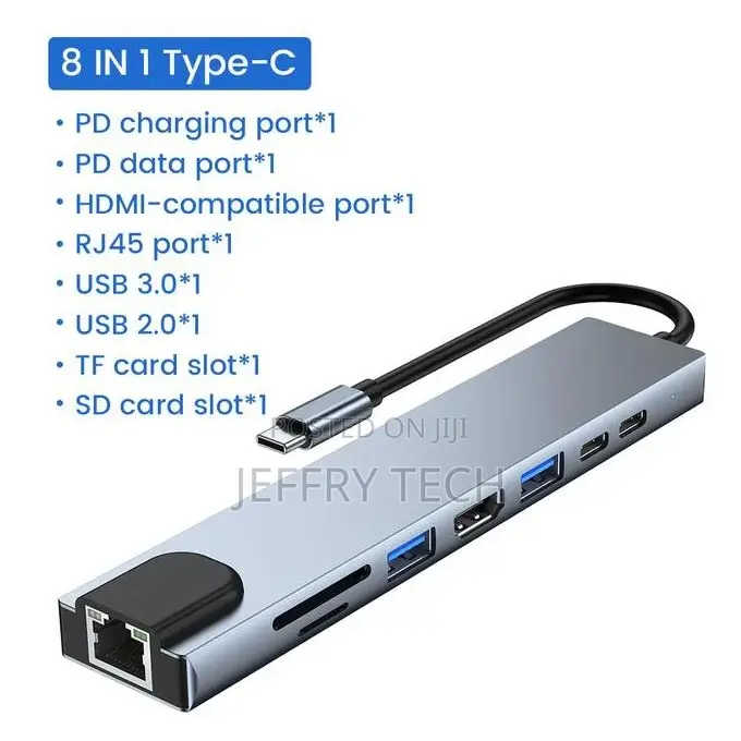 8-in-1 Type-C Hub - 40gbps Hdmi, Usb C A,Ethernet,Sd/Tf