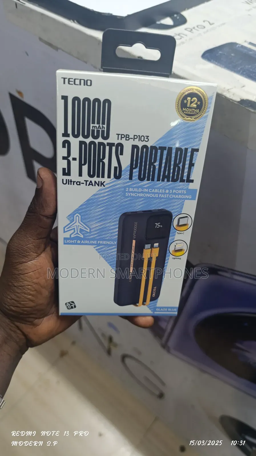 Tecno TPB-103 10000mah Ultra Tank Power Banks Led Display