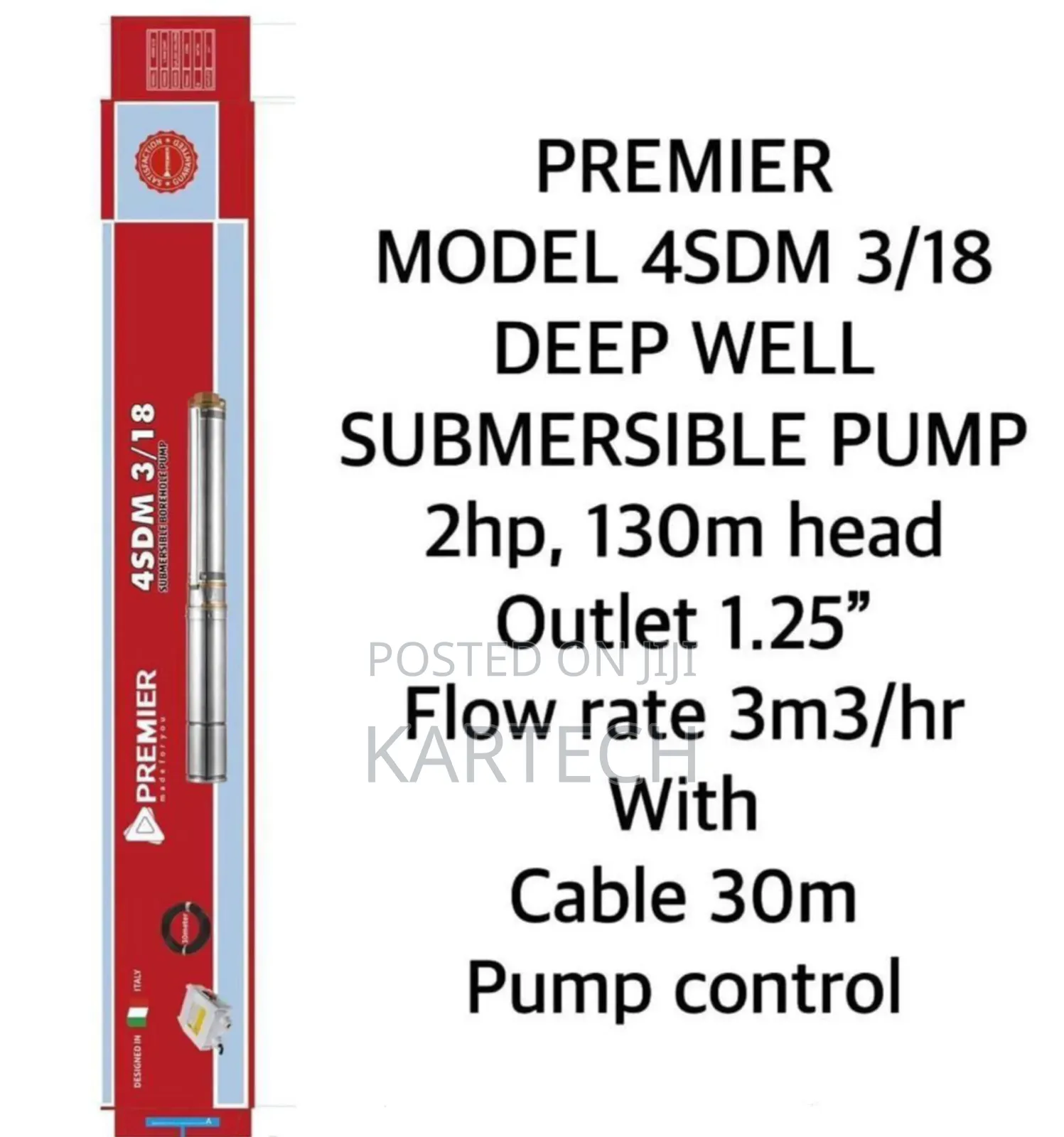 Premier 4sdm 3/18 Deep Well Submersible Pump
