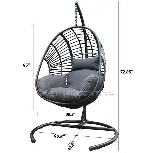 Home Chairs: 1-Person Black Steel Outdoor Swing Chair