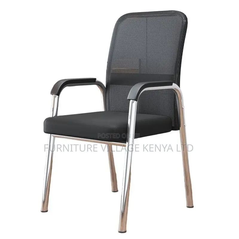 Black Upholstered Office Desk Chair With Armrest