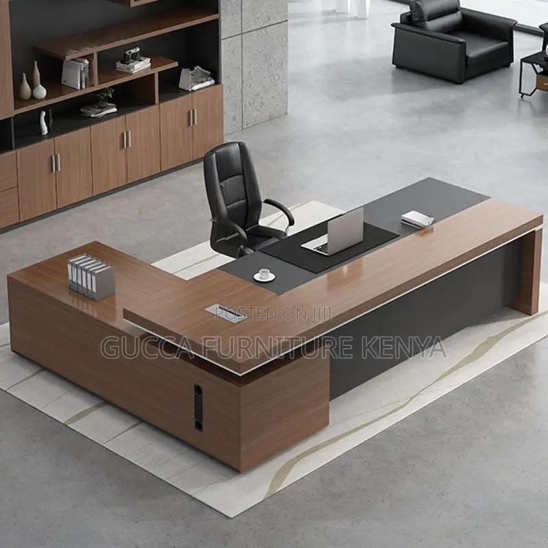 Office Tables:180cm L-Shape Work Desk With Cord Management