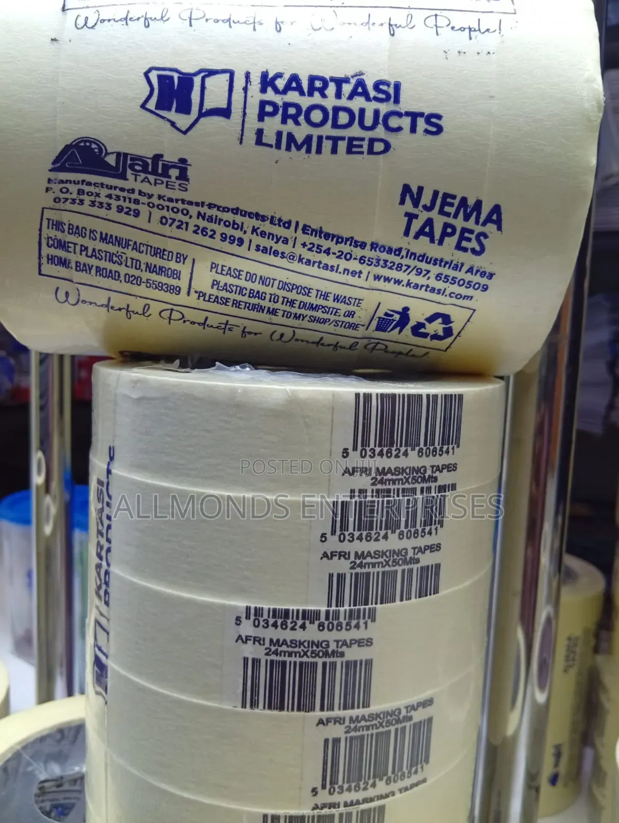 Afri/Njema Masking Tape 1 Inches 50metres (24mm*50metres)