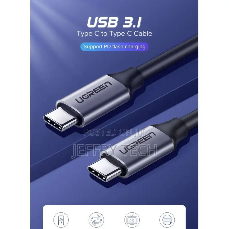 Ugreen Usb-C 3.1 Gen1 Male to Male Cable at 60hz, 60w, 1.5m