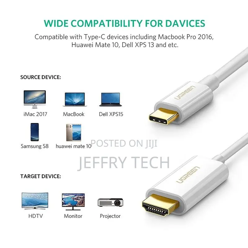 Ugreen Usb-C Male to Hdmi Male Cable 1.5m, Support at 30hz