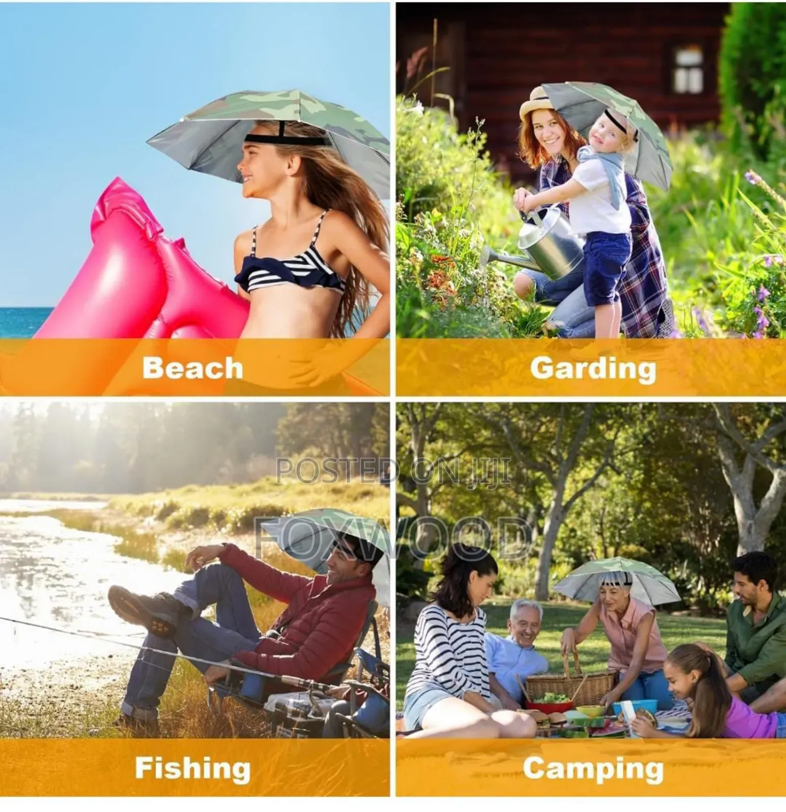 Umbrella Hat, 65cm Sunscreen Windproof