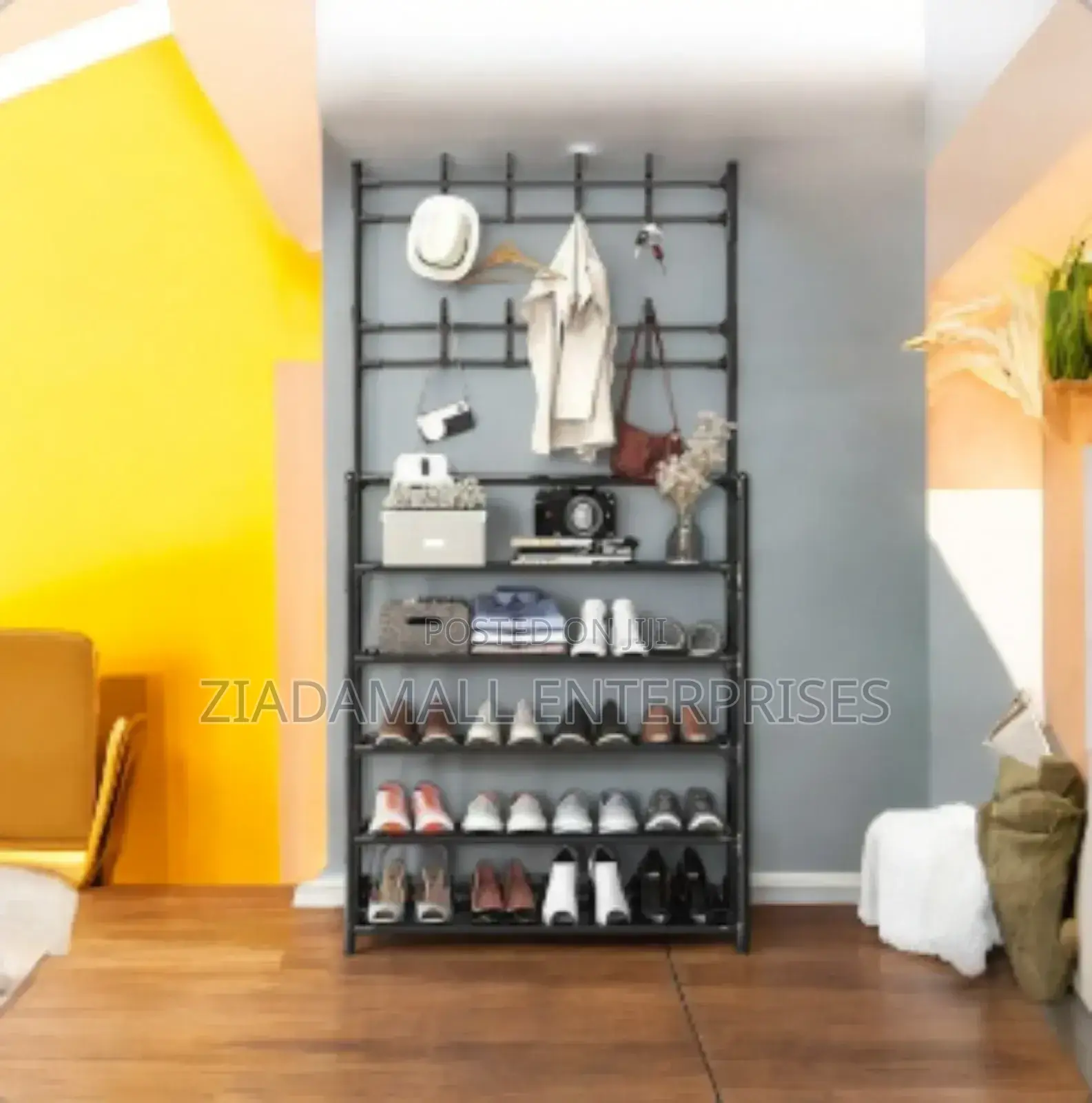 Entryway Storage Rack With Shoe Shelves Hanging Options
