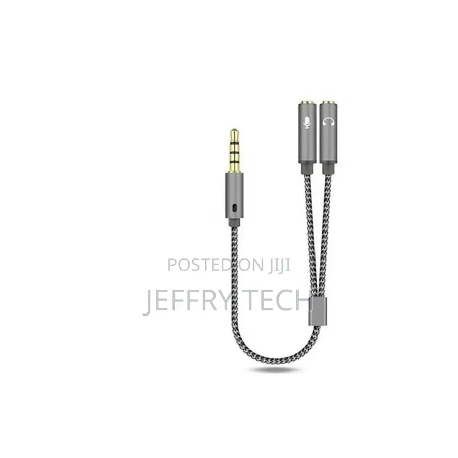 3.5mm Male to 2 Female Audio Jack Headset Microphone Splitte