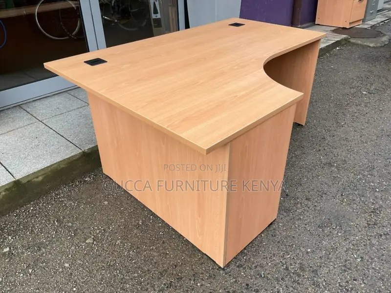 Clerical Desking: Beech Radial 140cm L-Shape Office Desk