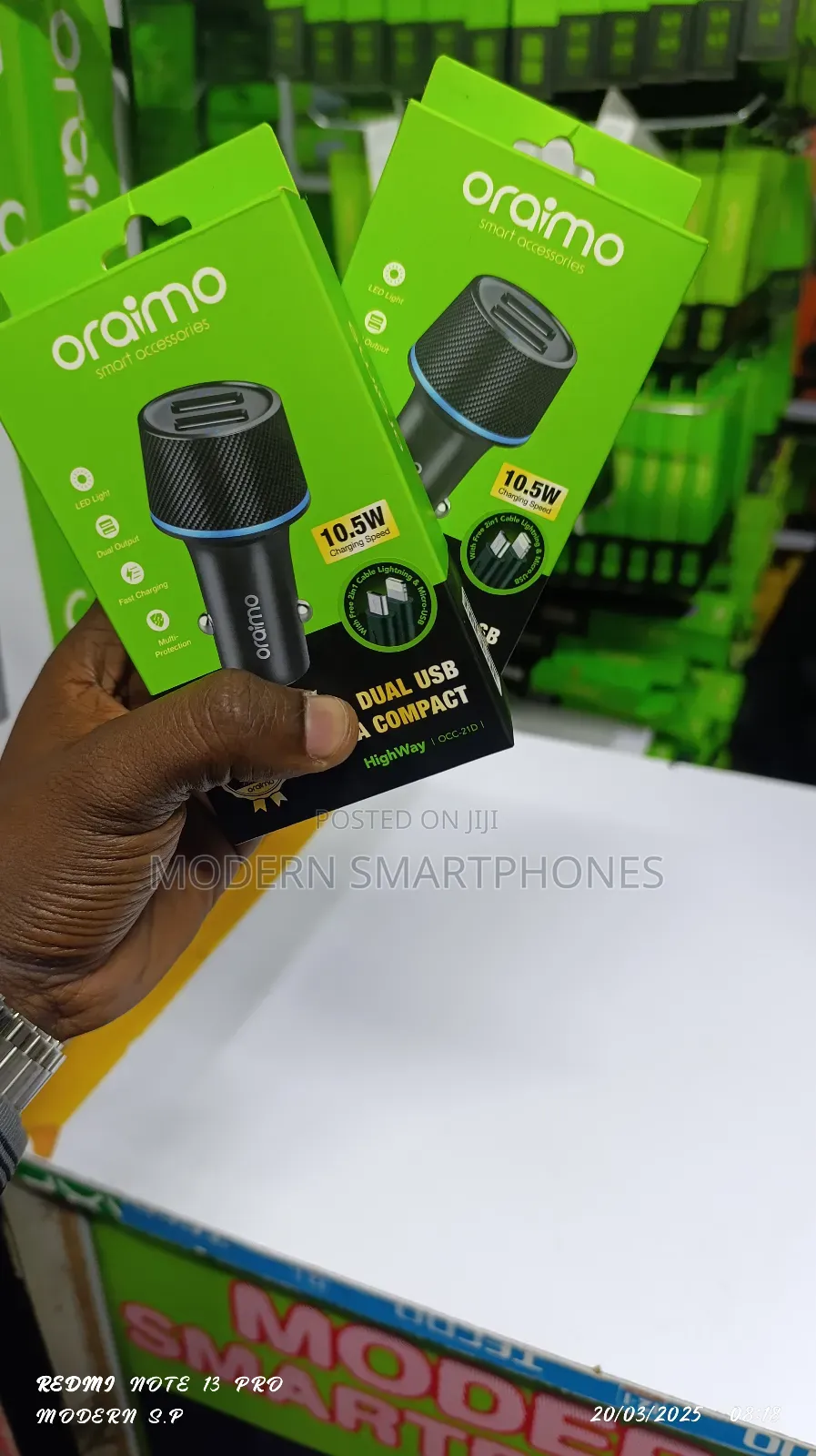 Oraimo Highway Dual Usb 10.5w Car Charger With Cable