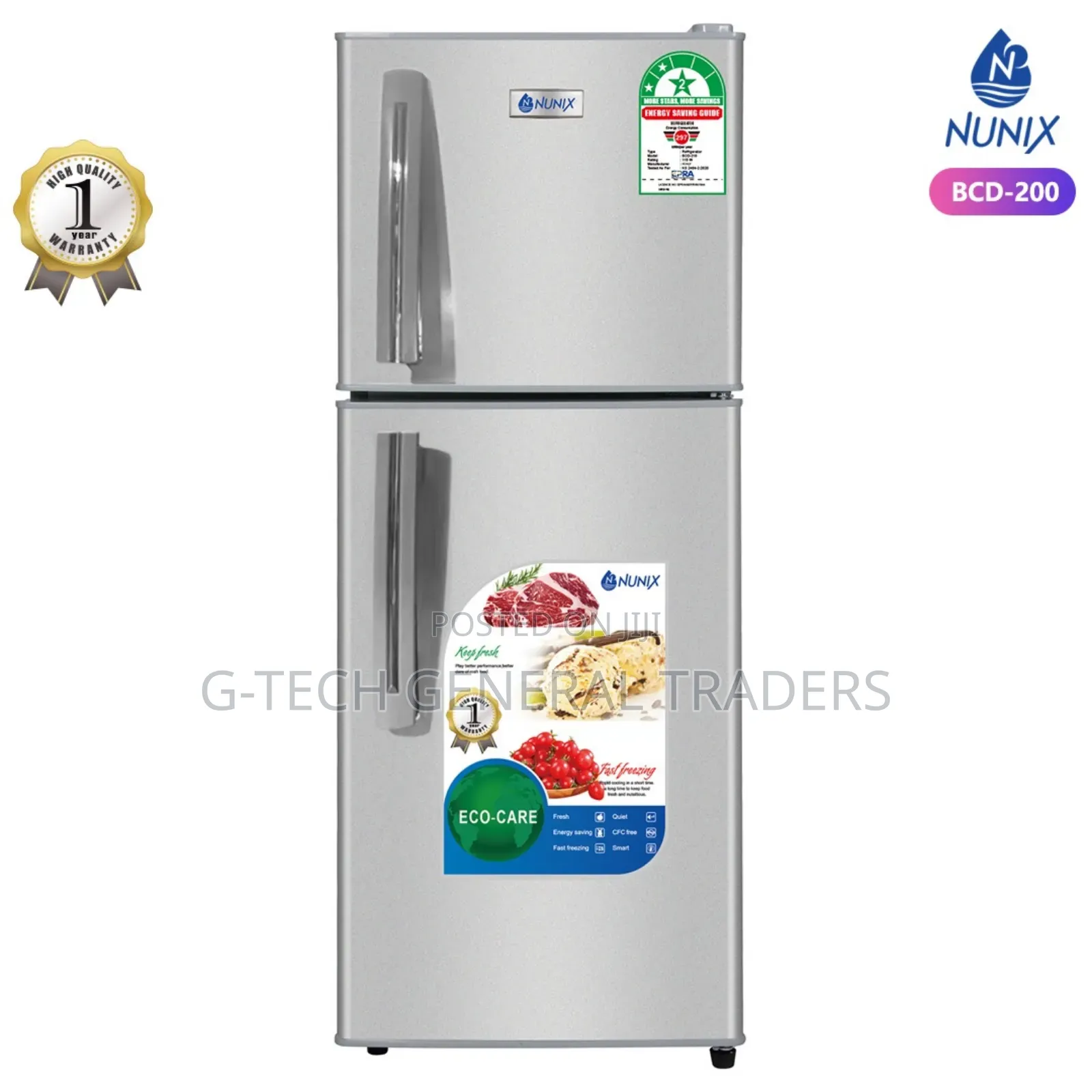 Nunix 210l Model Bcd-200 Double Door Defrost Refrigerator