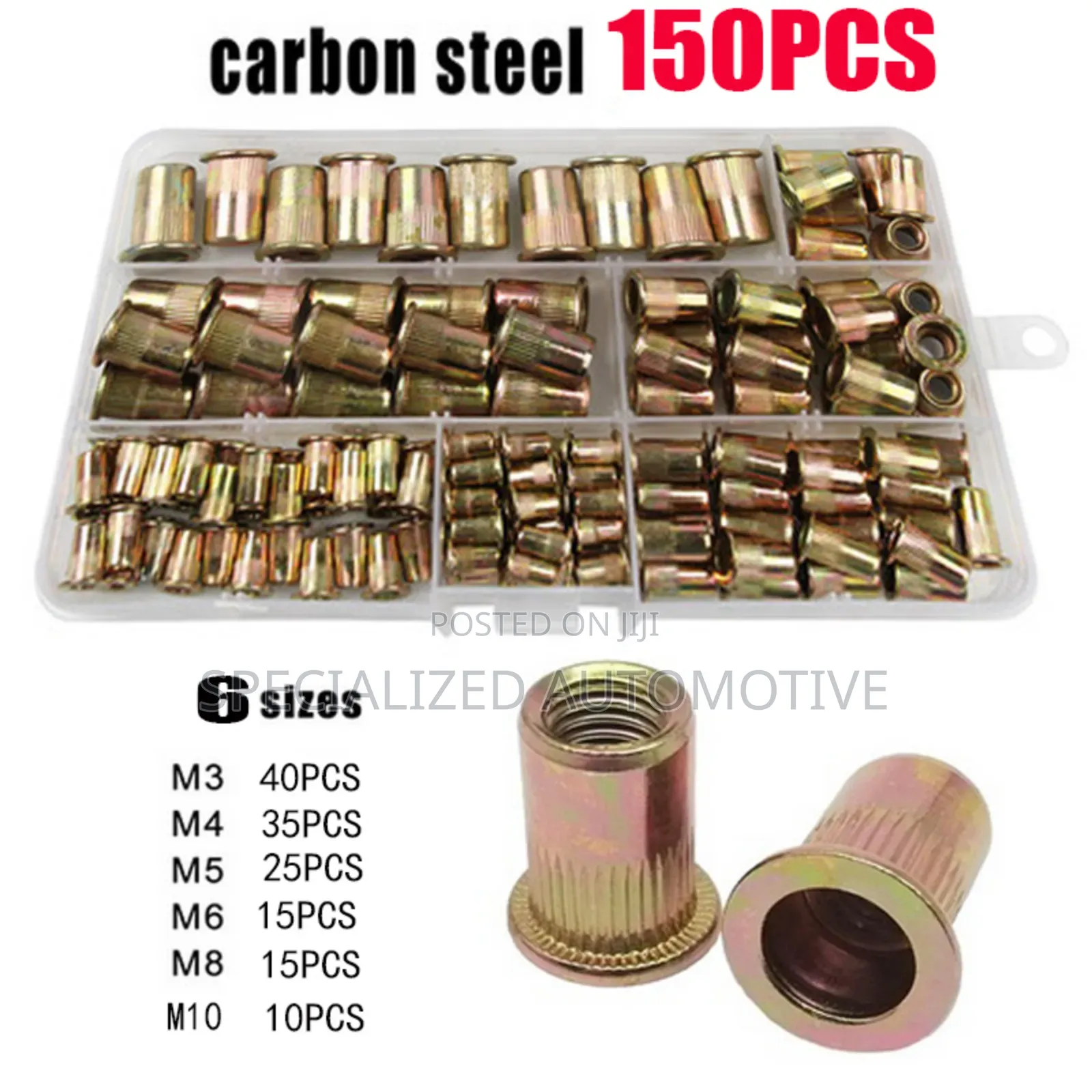150 Piece Rivet Nuts for Hand Rivet Nut Gun
