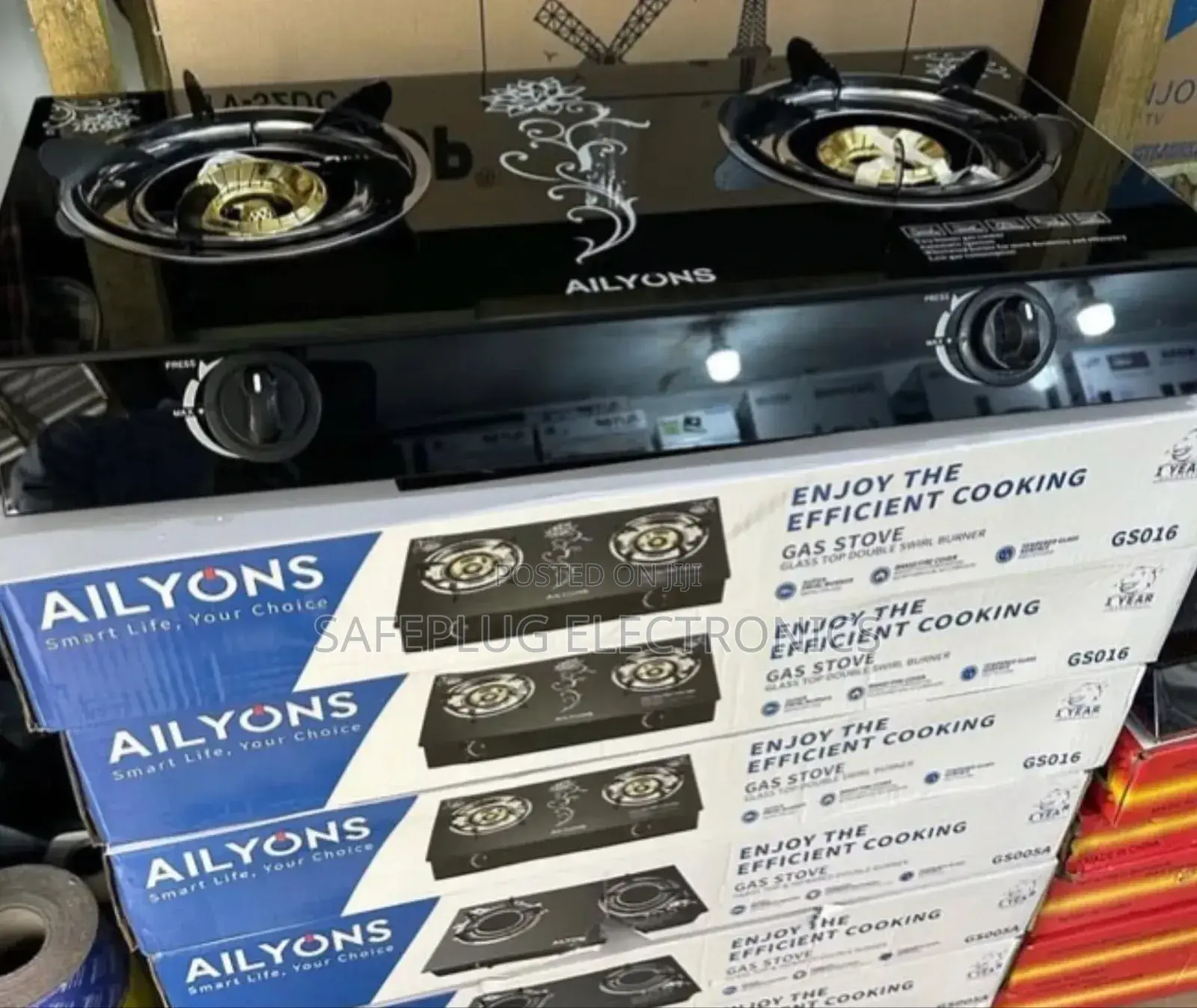Ailyons - Glass Top Gas Stove - 2 Burner Gas Cooker
