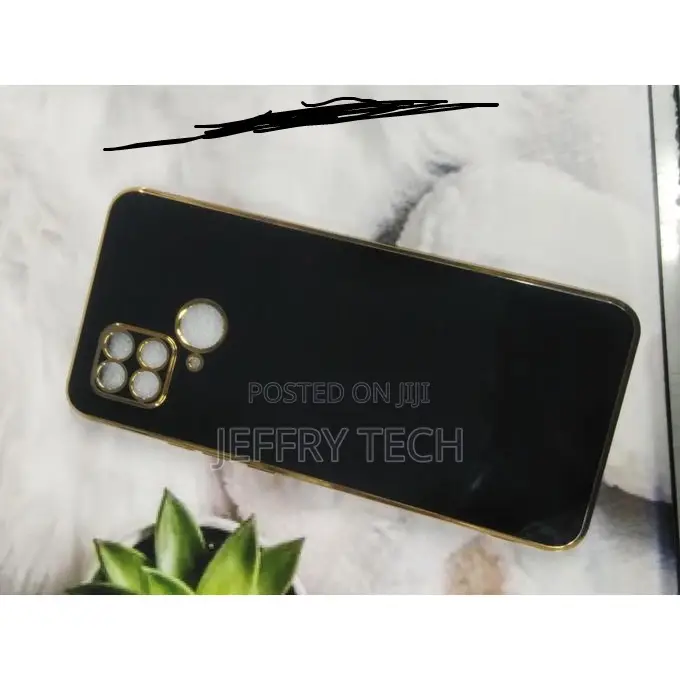 Xiaomi Redmi 10c Phone Case With a Golden Frame. A Mobile Co