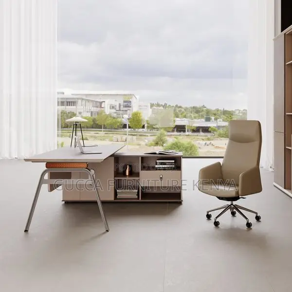 Office Tables:180cm Modern Desk With Exterior Storage Unit