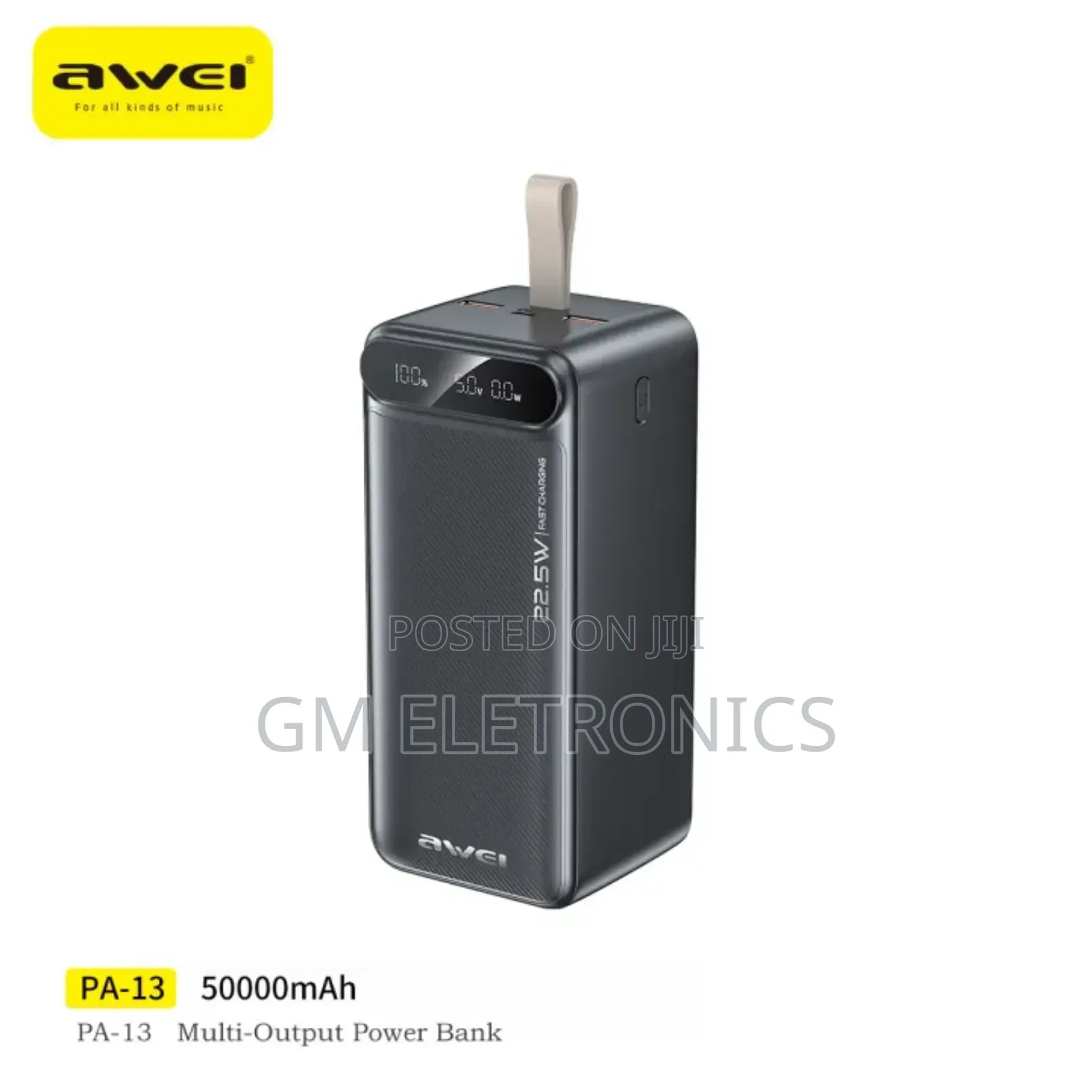 Awei Pa-13 Powerbank 50000mah Fast Charging 22.5w-Black.
