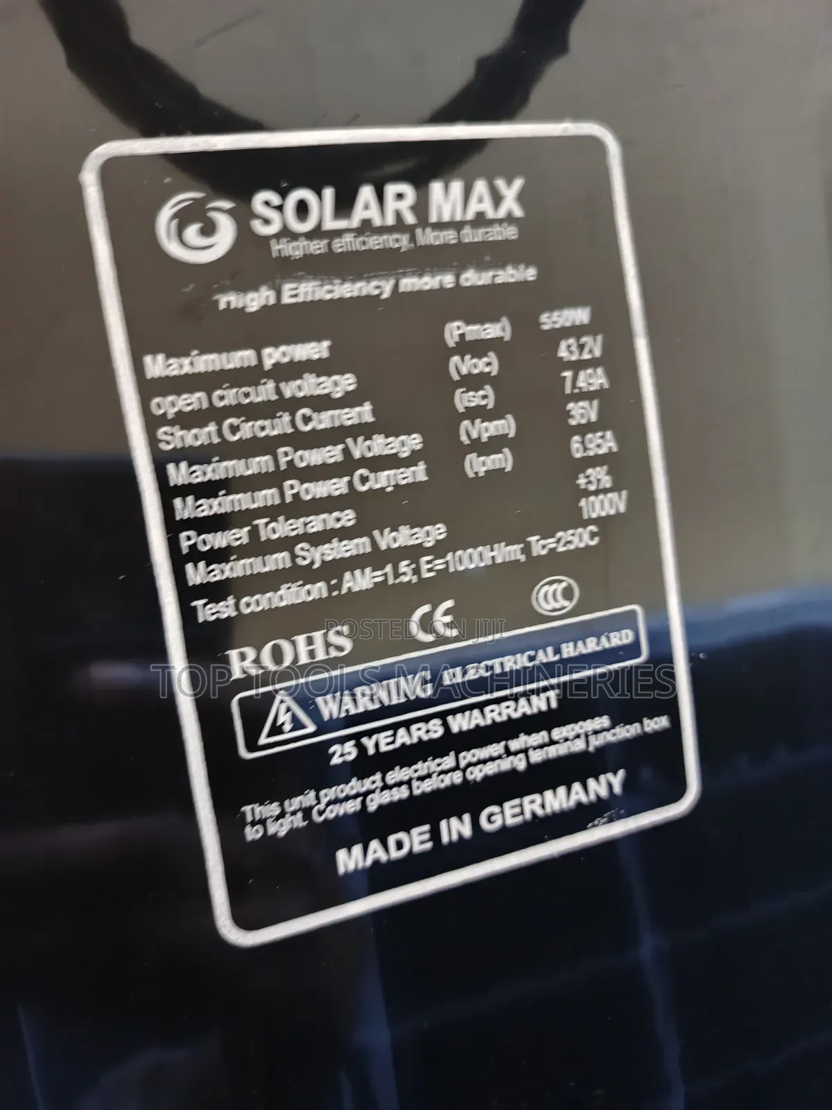 Solarmax 550watts Solar Panel Monocrystalline