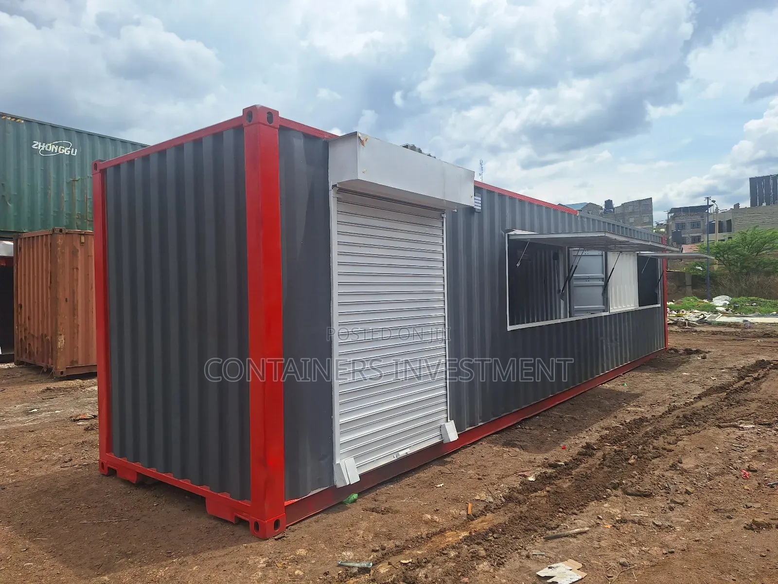 40ft Container Converted Into a Bar Counter Opening.