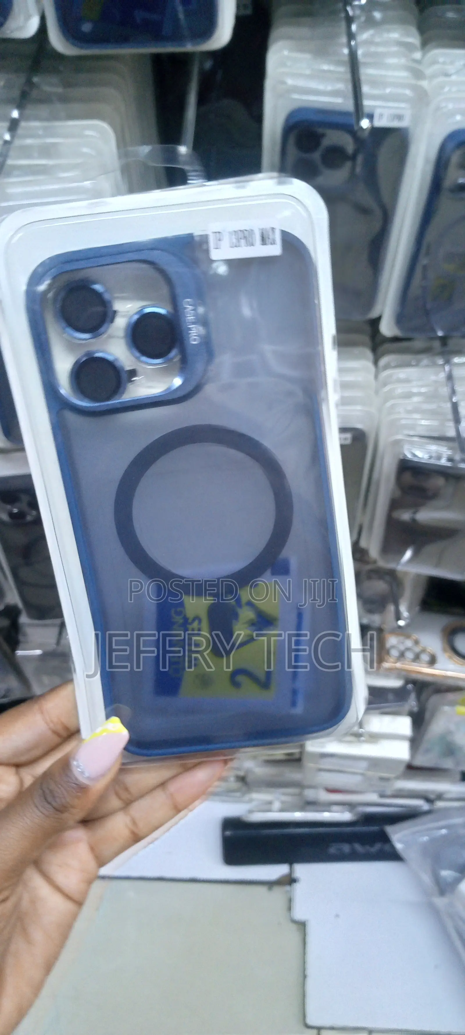 Blue Magsafe Case for iPhone 13 Promax With Metal Lens+Stand