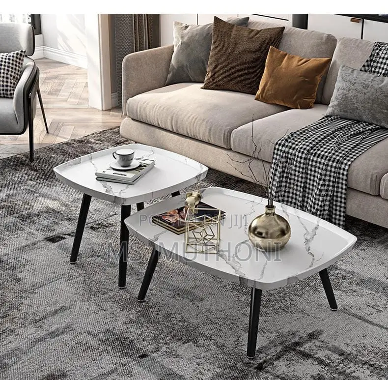 High Quality 2pc Coffee Table ( White / Grey )
