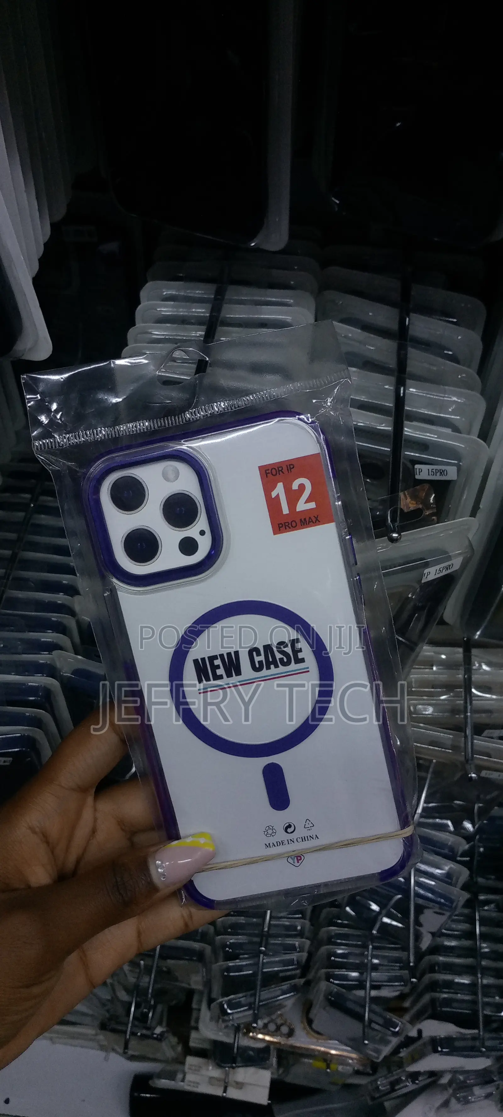 Grip for Magsafe for iPhone 14 Pro Blue Edgea Clear Case