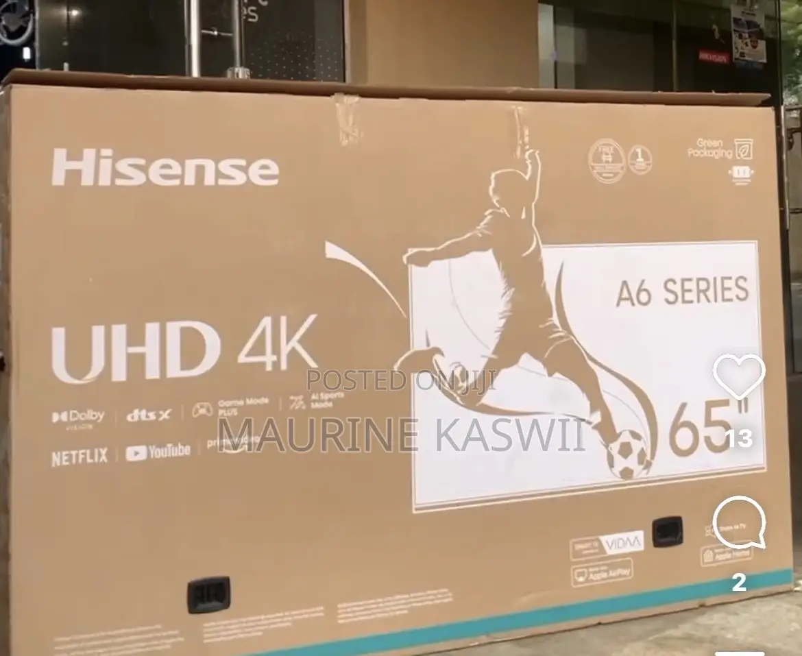 Hisense 65′′ 65a6 Vidaa Smart Uhd Tv – New Model 2025