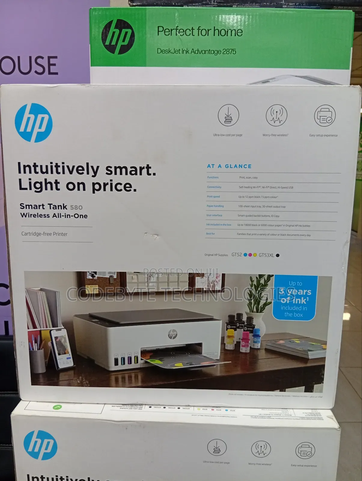 Color Wireless Ink Printer Hp Smart Tank 580 Aio Wifi