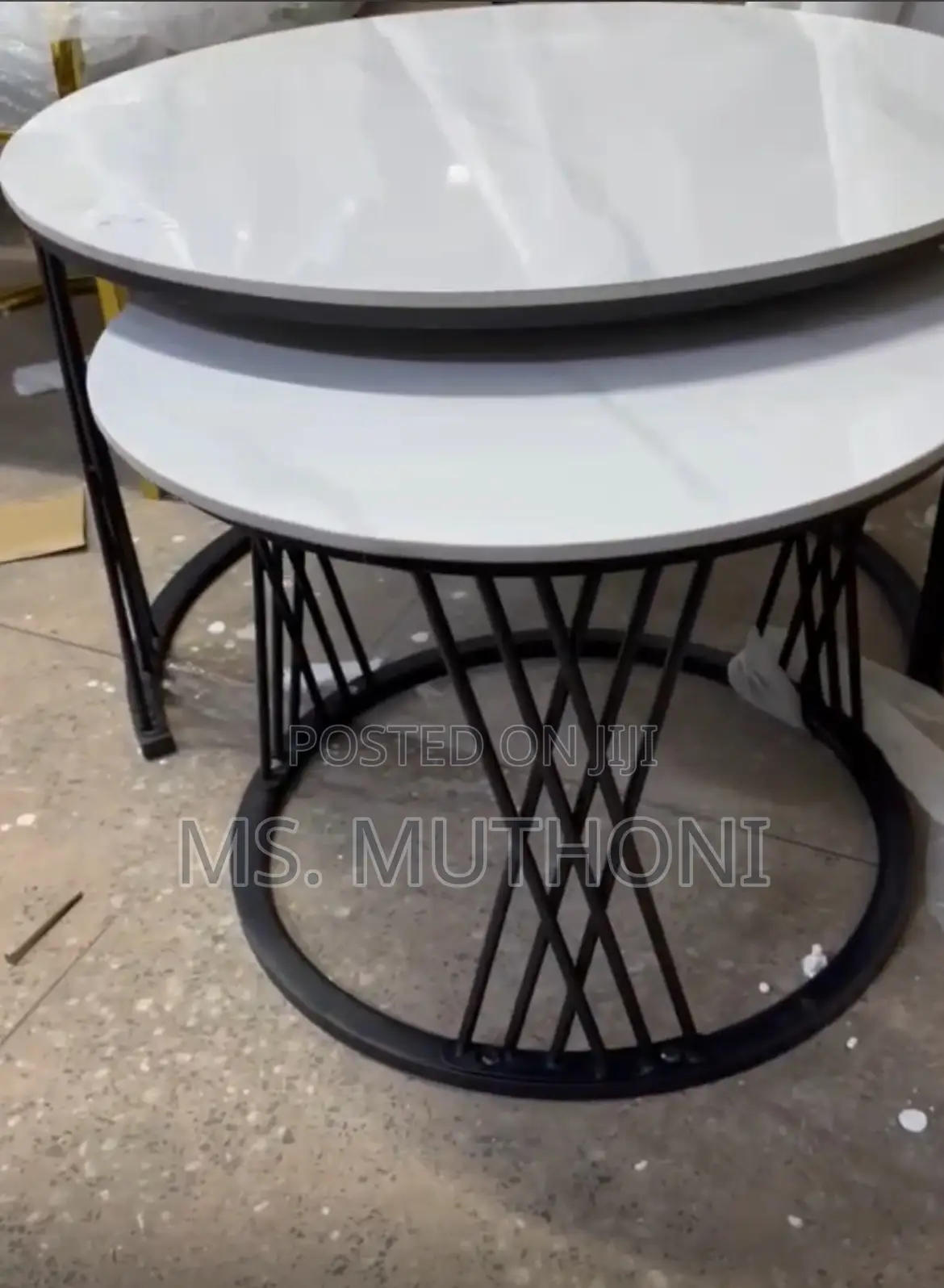White Modern Luxury 2in1 Marble Nesting Tables.
