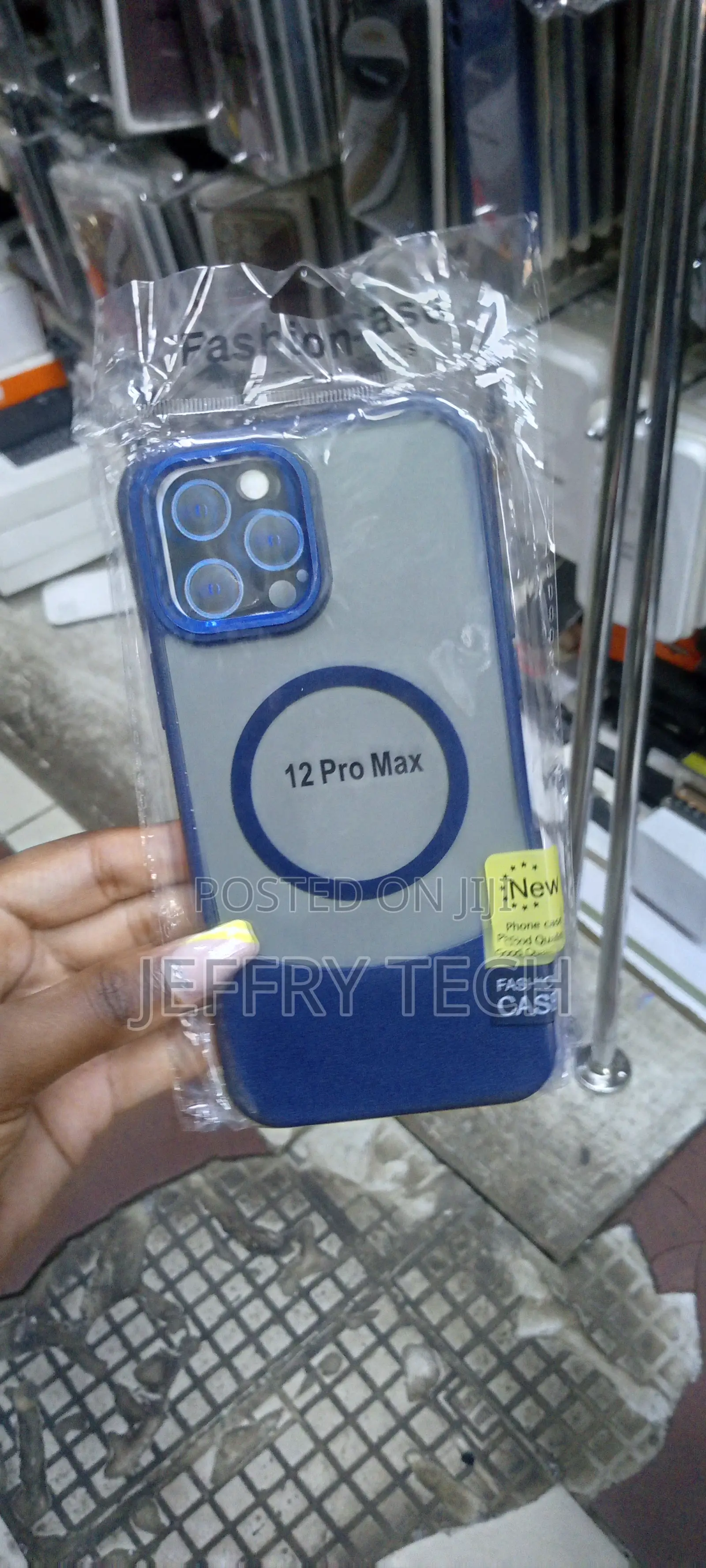 Luxury Bottom Cut Magsafe Cover for iPhone 12 Pro Max-Blue