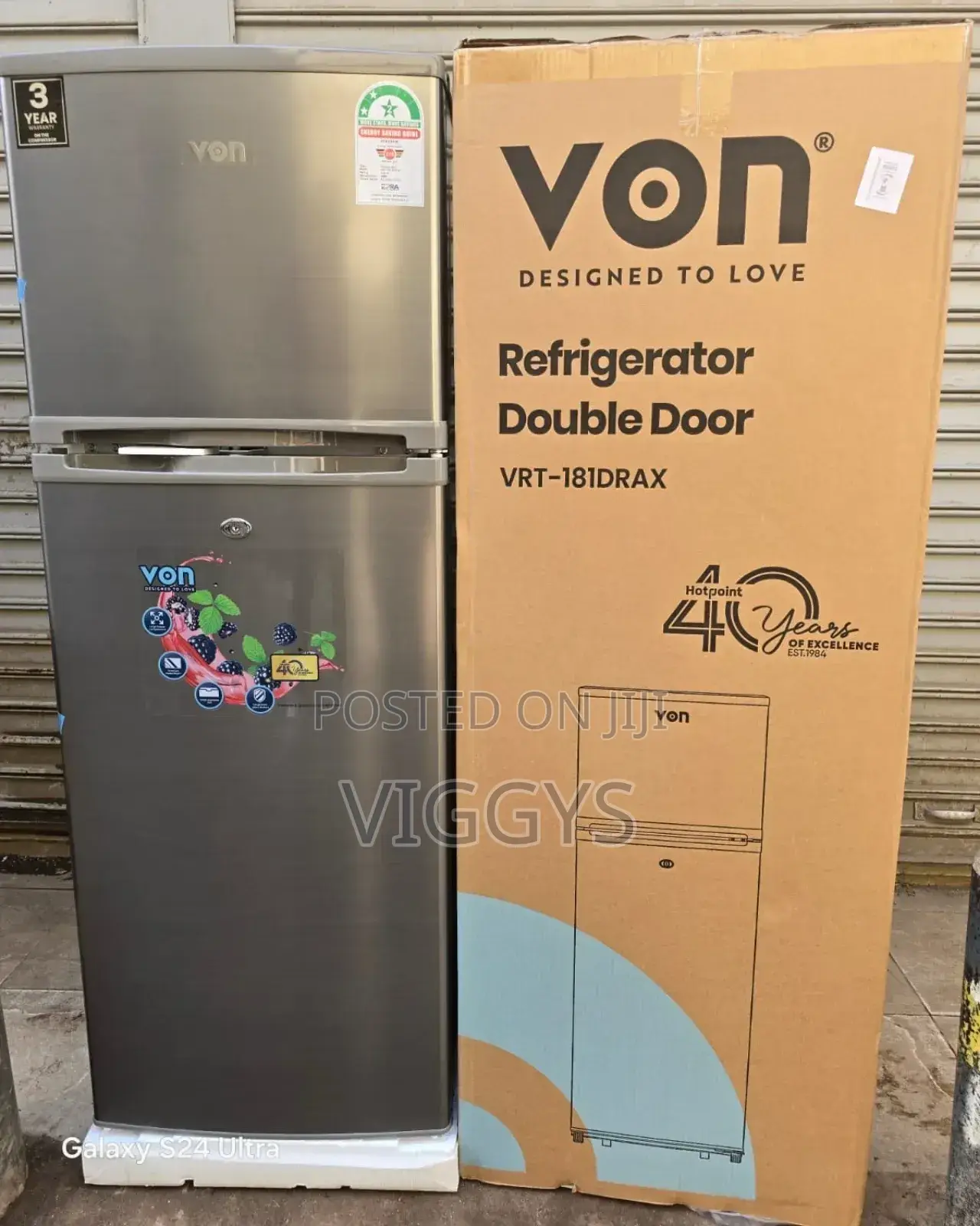 Von Double Door Fridge 181 Liters Refrigerator