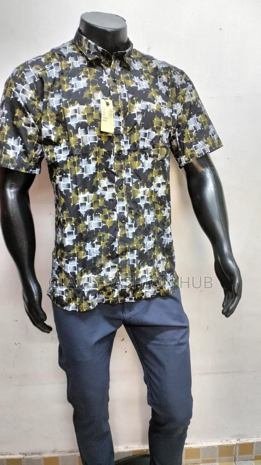 Black Flowered Shirt Short Sleeves