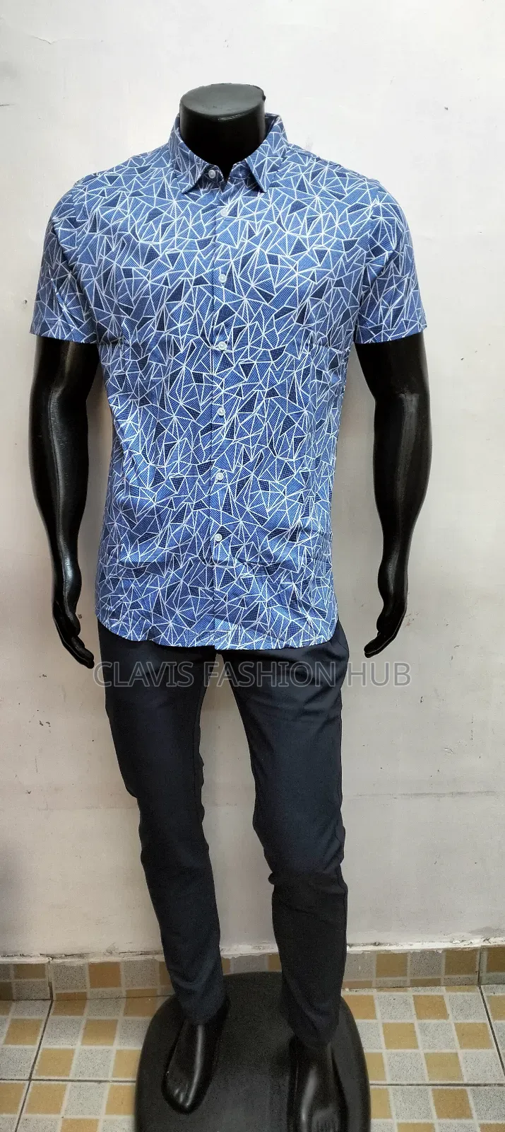 Blue Decorated Men Shirts-Casual