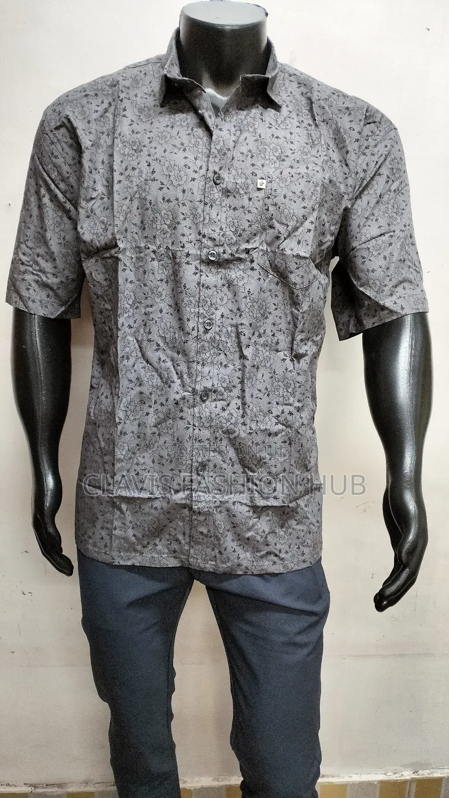 Grey Little Flowered Shirt for Men