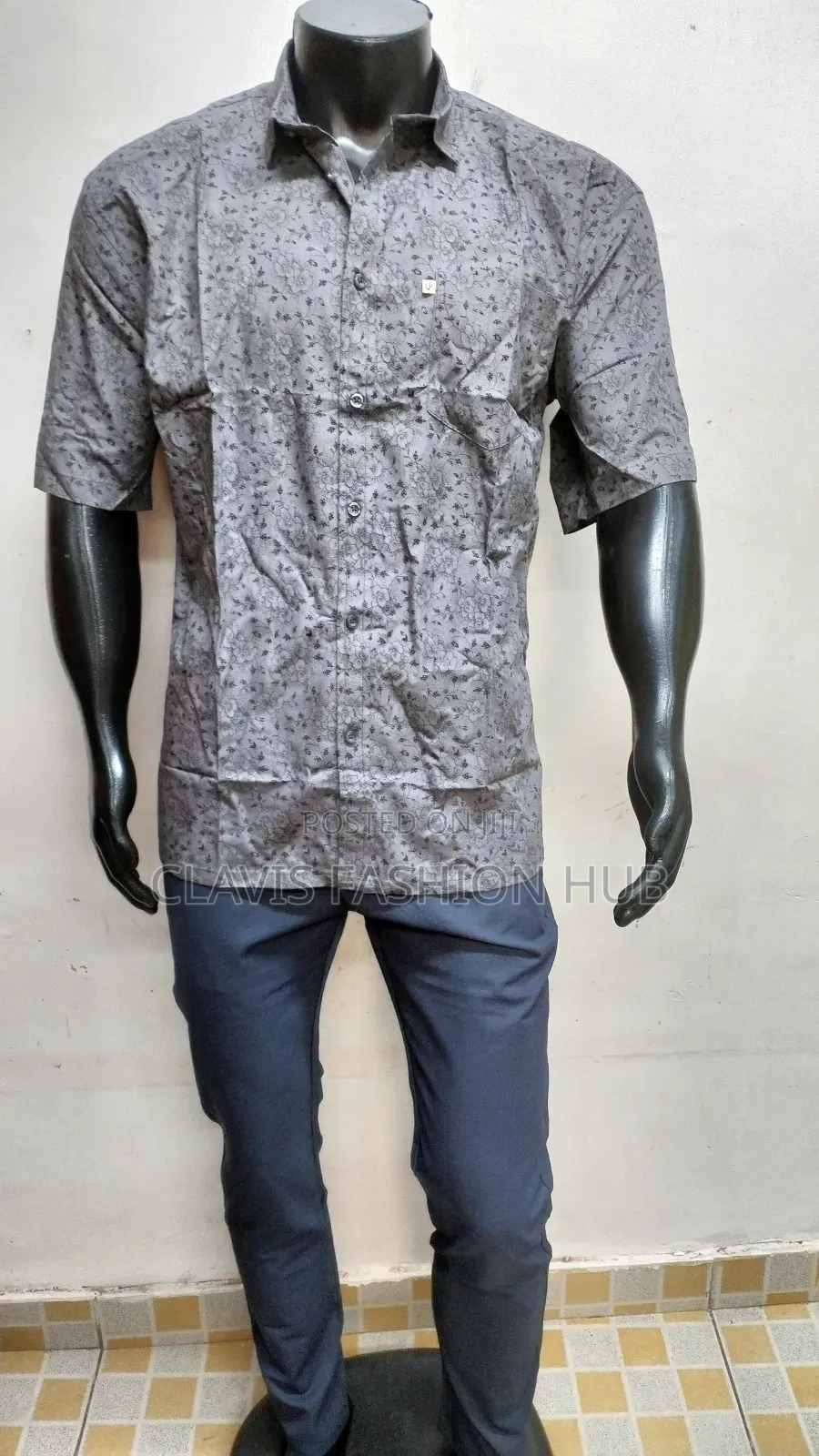 Grey Little Flowered Shirt for Men