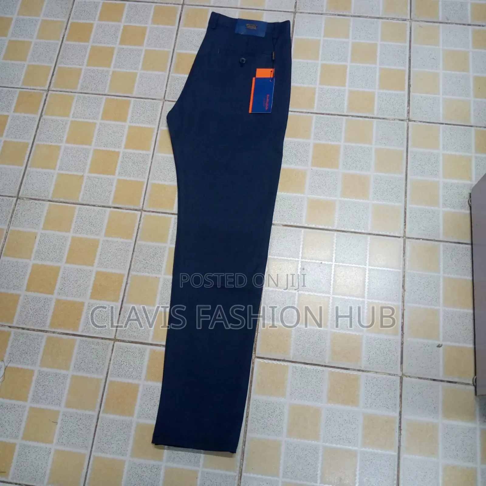 Navy Blue Khaki Pants With Hidden Pockets