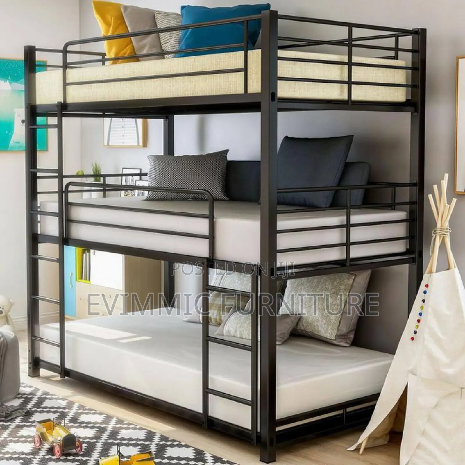 Full Over Full Trio Metal Bunk Bed