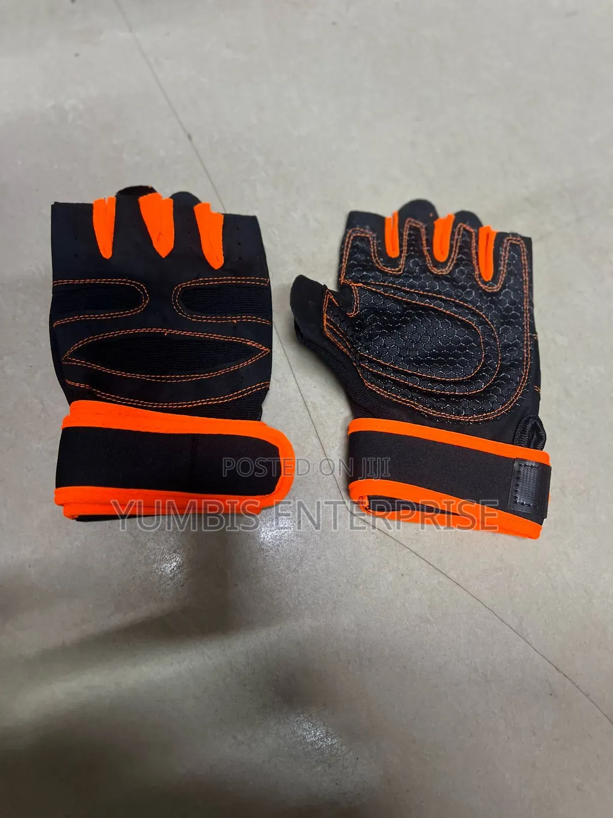 Black Orange Work Out Gloves