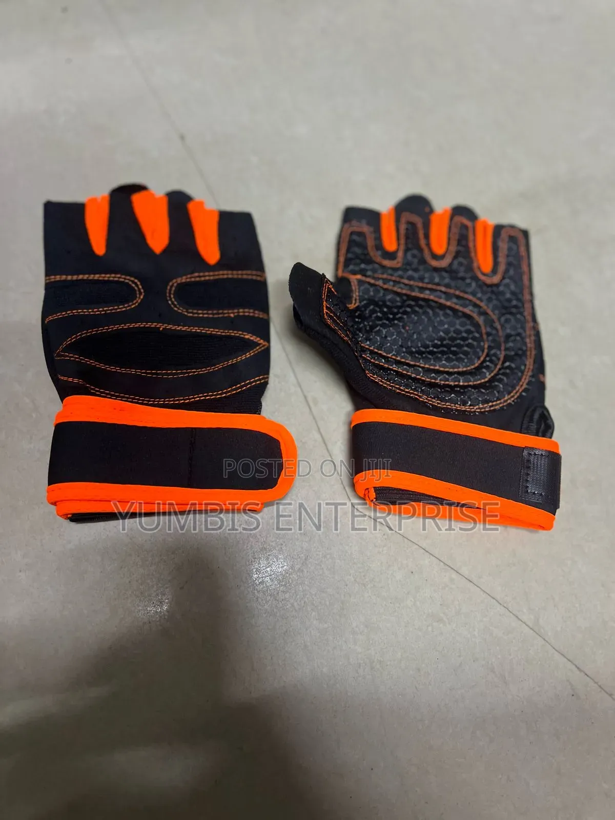 Black Orange Work Out Gloves