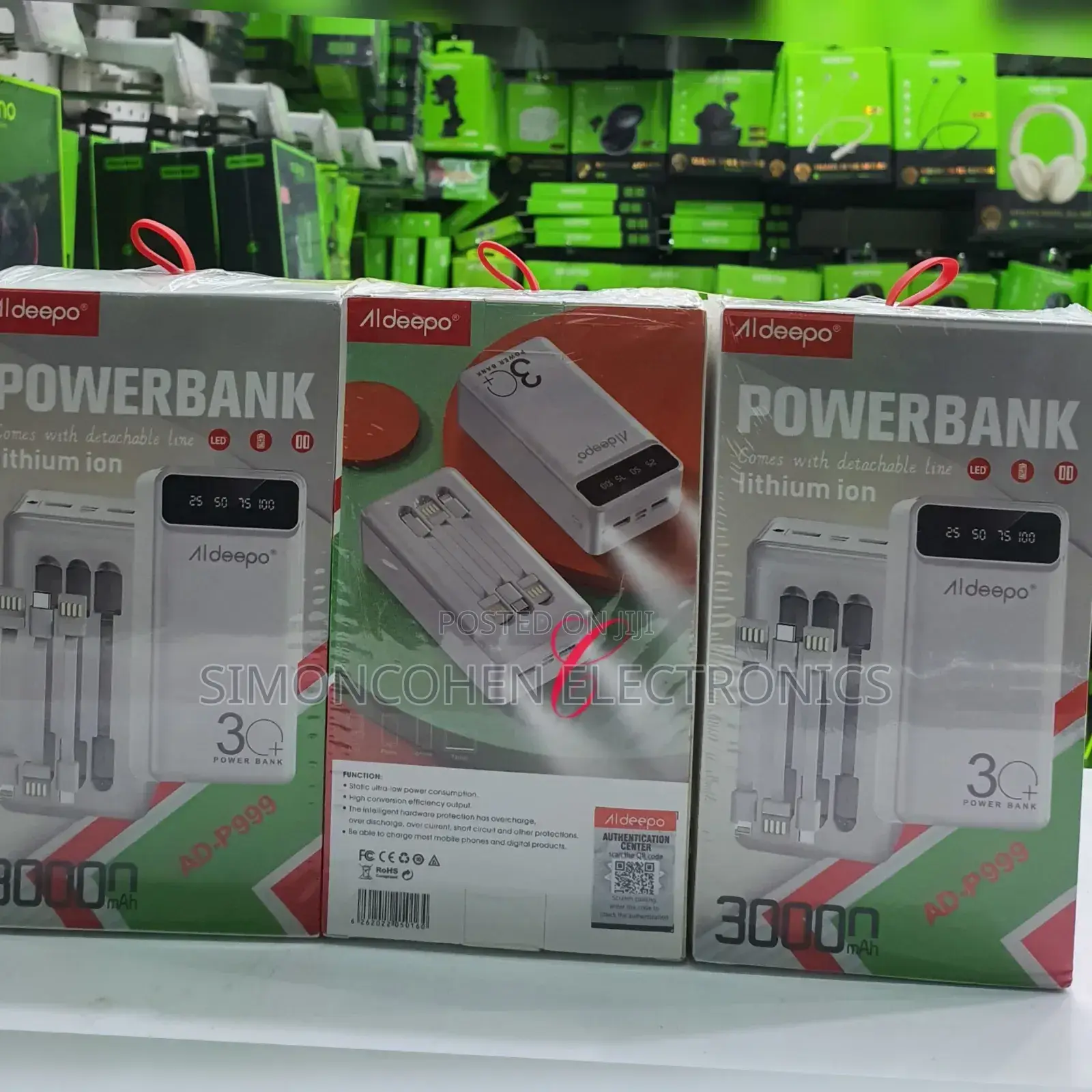 Aldeepo Power Bank With 3 Cables