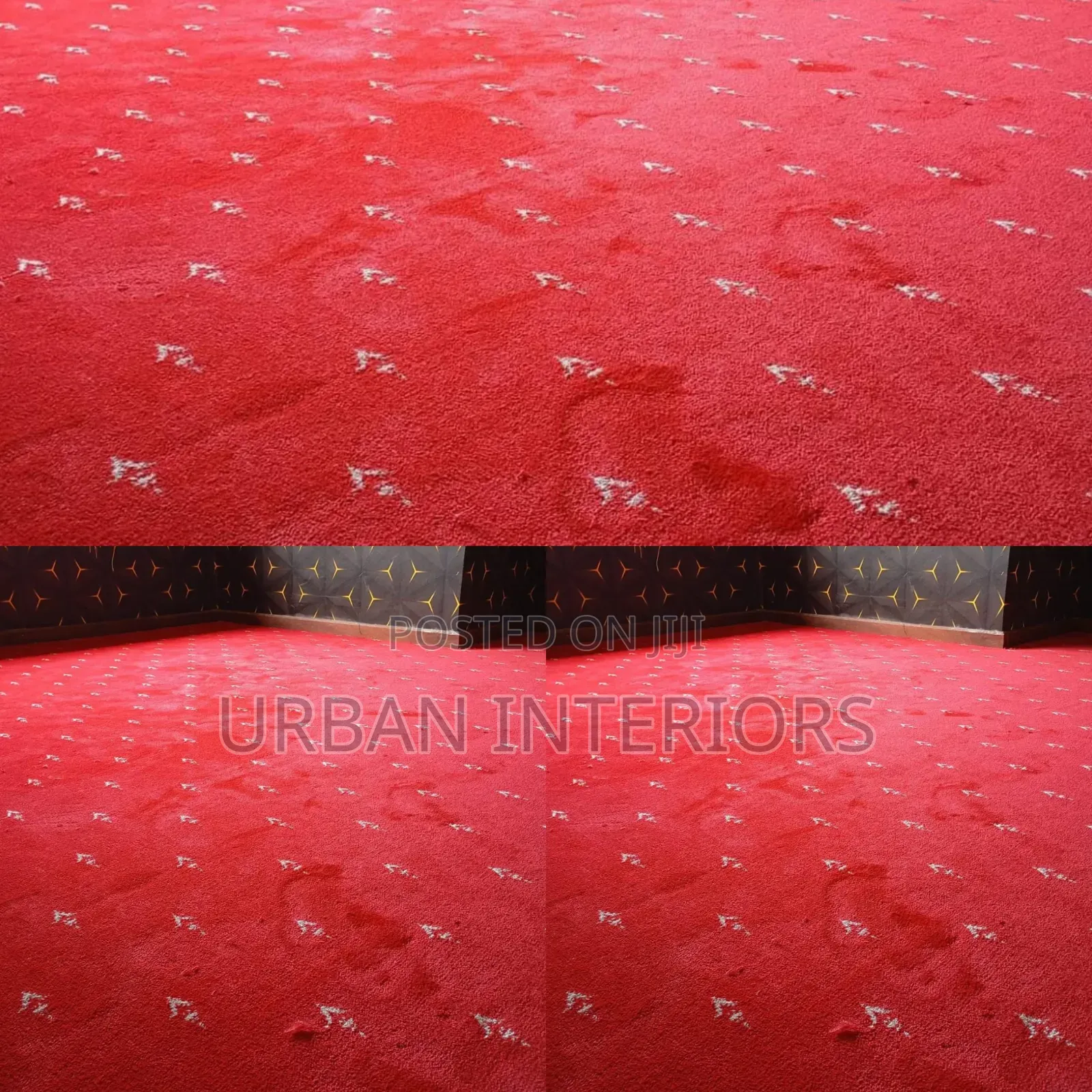 Executive Carpets. Red Wall to Wall Carpets Arrow Designed